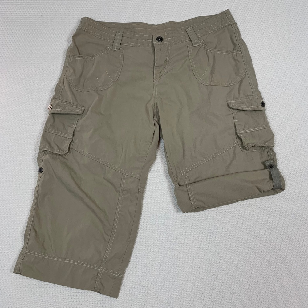 Kuhl Mova Khaki Tan Roll Up Cargo Hiking Pants Womens 14 Stretch Lightweight - Picture 2 of 14